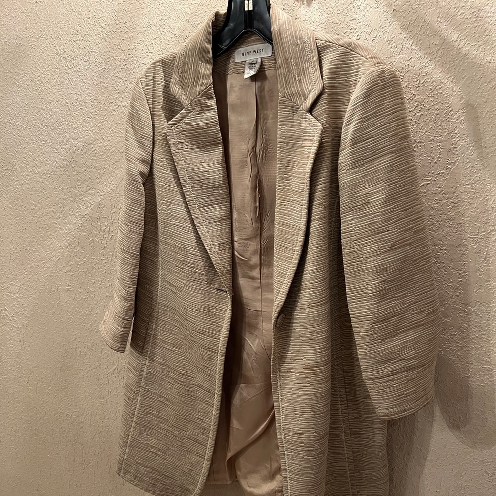 Nine West Tan Classic Long Blazer